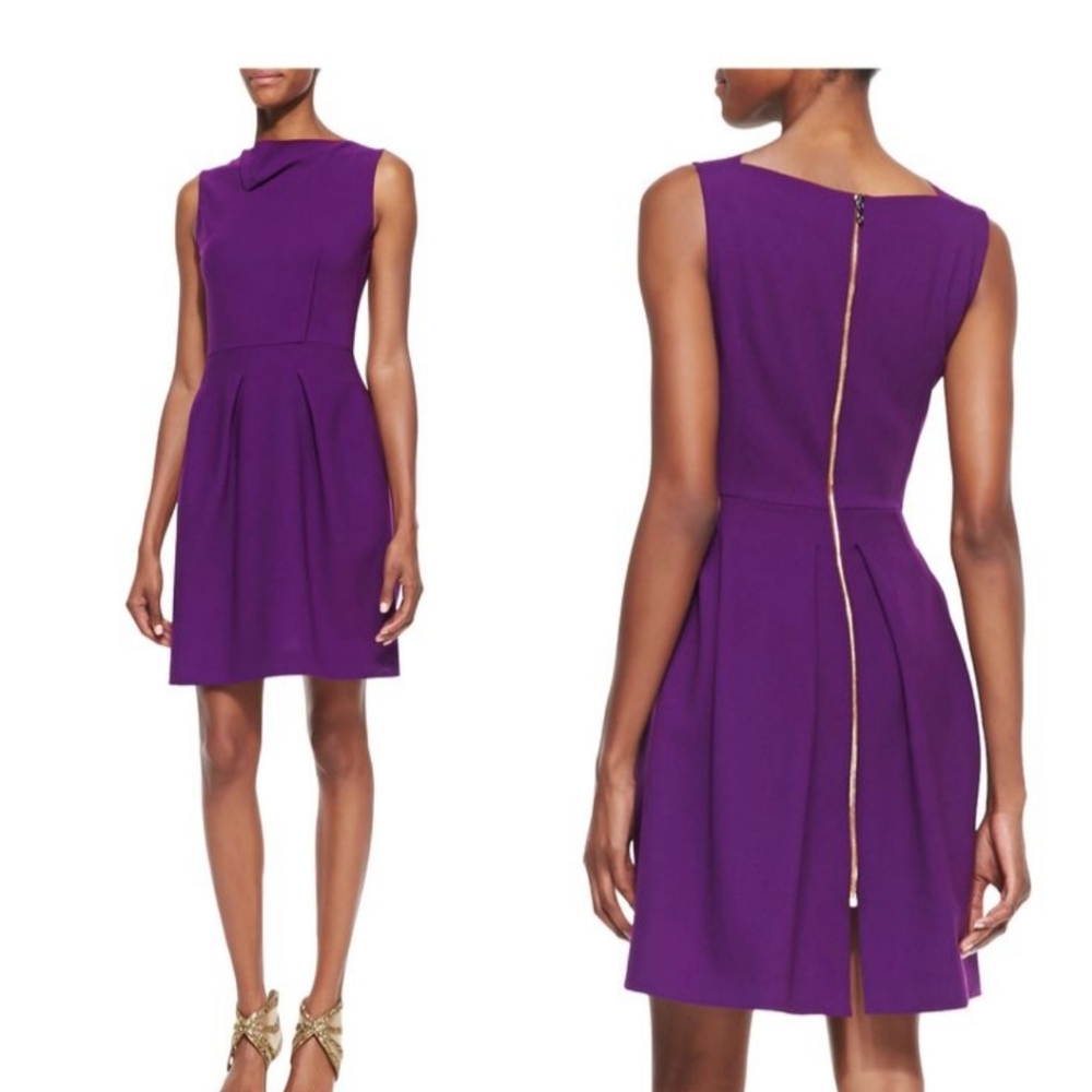 ROLAND MOURET - Limited Edition - 'Antila' Purple Wool Sheath Dress